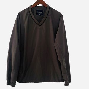 Lands End Work Wear Water Resistant Grey Pull On Windbreaker Jacket Men Size M